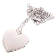 (silver) Love Heart Locket Pendants For Women Men Openable Po Frame Picture Necklace