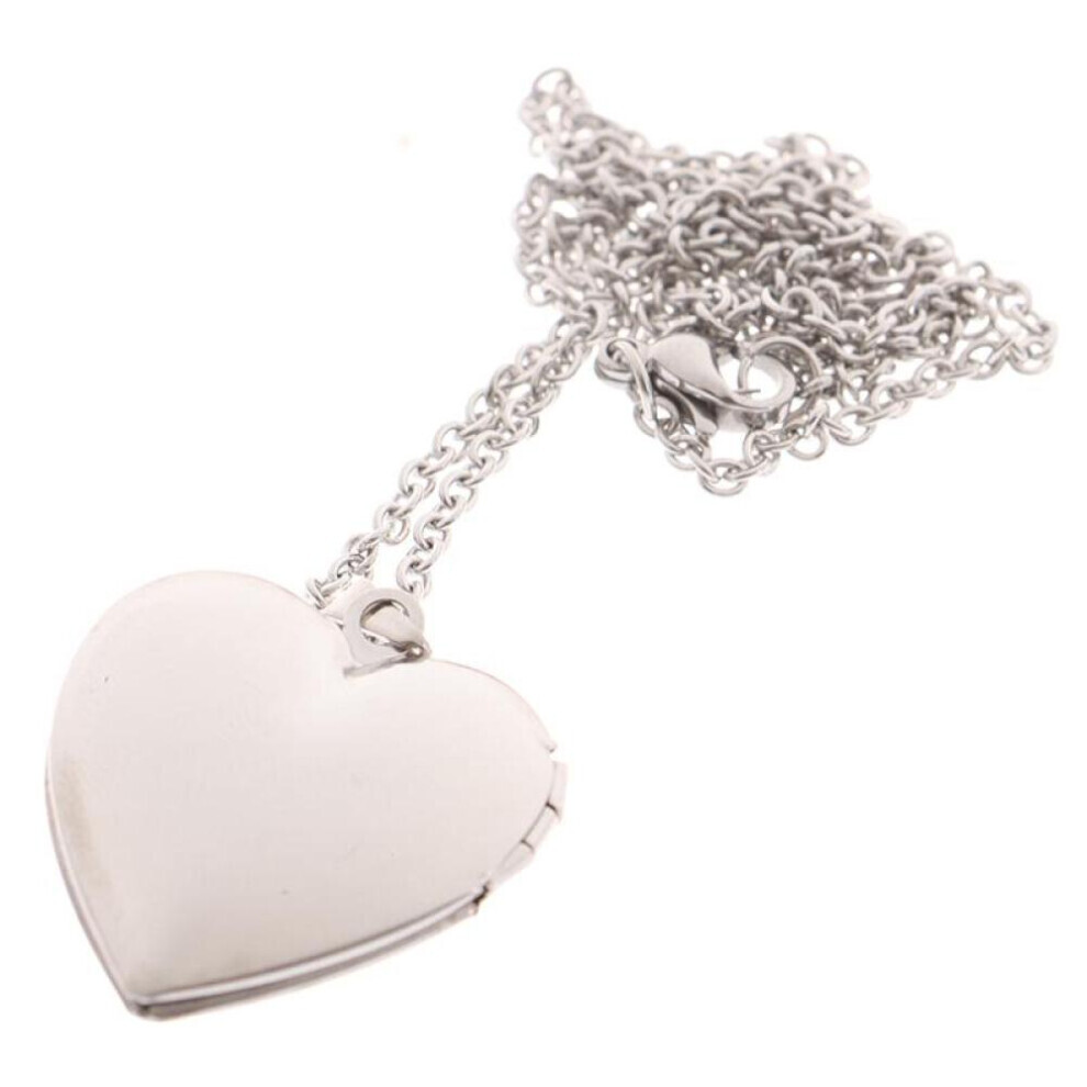 Maxpower (Silver) Love Heart Locket Pendants For Women Men Openable Po Frame Picture Necklace Silver