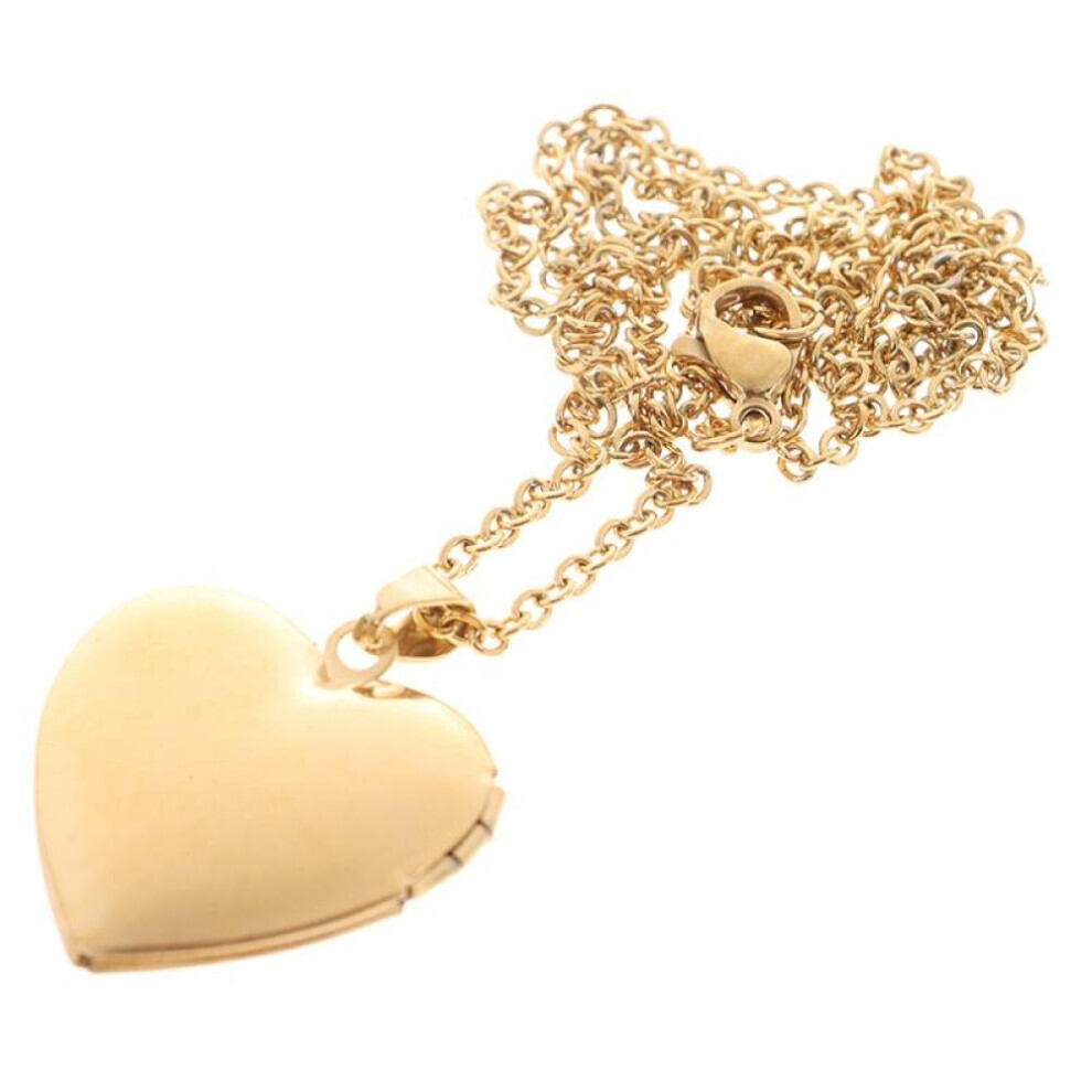 (gold) Love Heart Locket Pendants For Women Men Openable Po Frame Picture Necklace