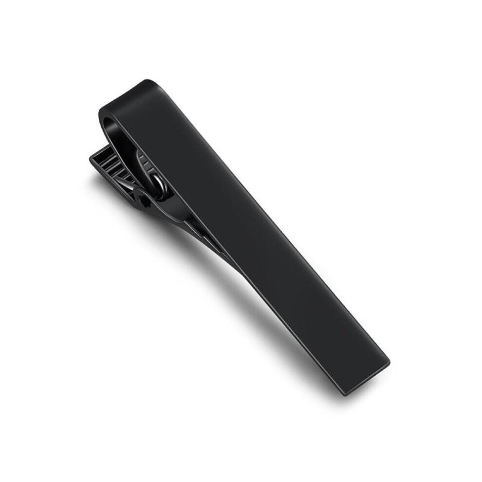 Maxpower (Black) 1 Piece Men's Short Tie Clip Silver Fashion 3 Color Simple Gold Male Collar 4.3Cm
