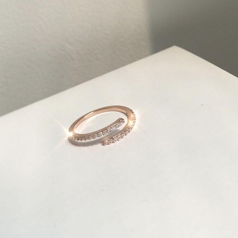 (gold, Resizable) New 2022 Minimalist Thin Rings For Women Wedding Brilliant Cubic Zircon High Quality Versatile Female Finger Ring Jewelry