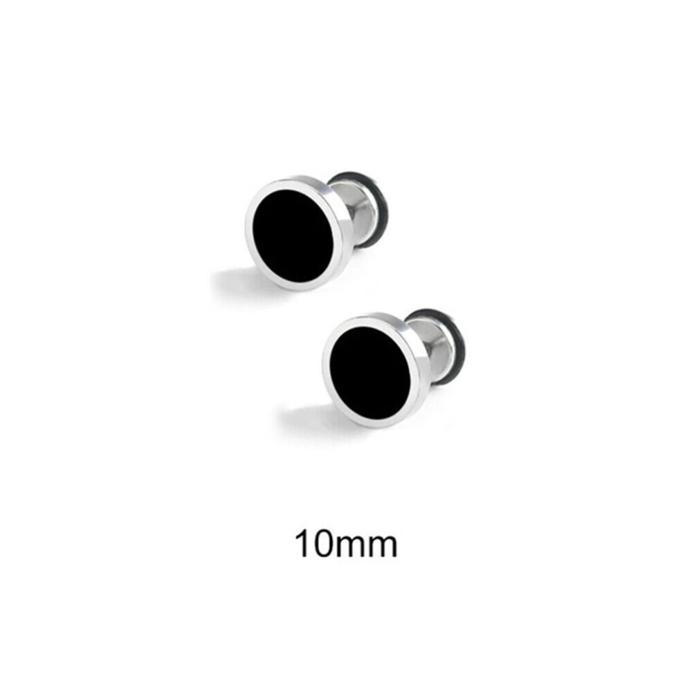 Maxpower (10Mm) Solid Color Hip Hop Earring Korean Style Fashion Stud Earring Round Stud Earrings Gift Black