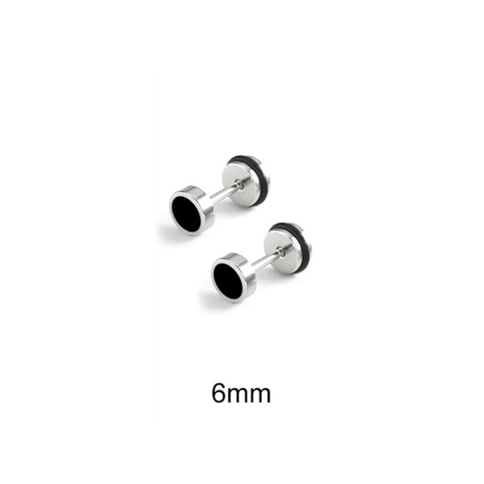 Maxpower (6Mm) Solid Color Hip Hop Earring Korean Style Fashion Stud Earring Round Stud Earrings Gift Black