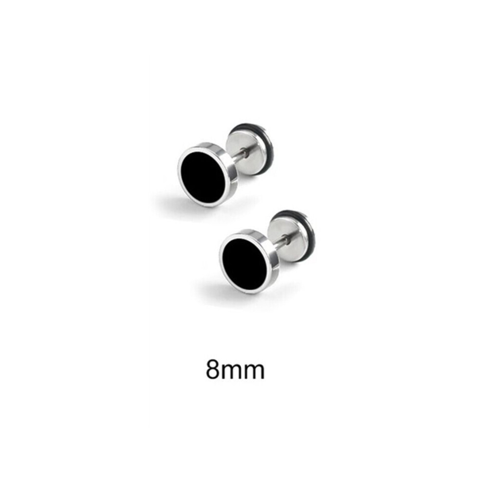 Maxpower (8Mm) Solid Color Hip Hop Earring Korean Style Fashion Stud Earring Round Stud Earrings Gift Black