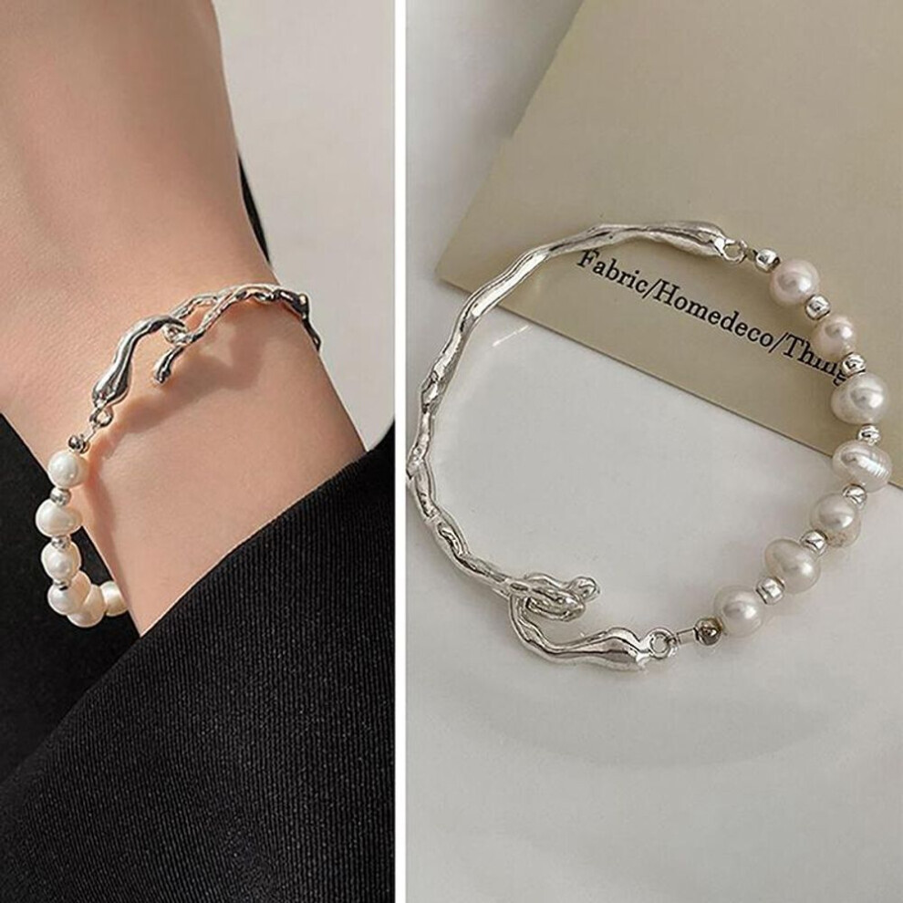 Maxpower (Onesize) Temperament Minimalist Versatile Pearl Irregular Asymmetric Adjustable Bracelet For Woman Girls Jewelry Accessories Gift White,Not,Specified