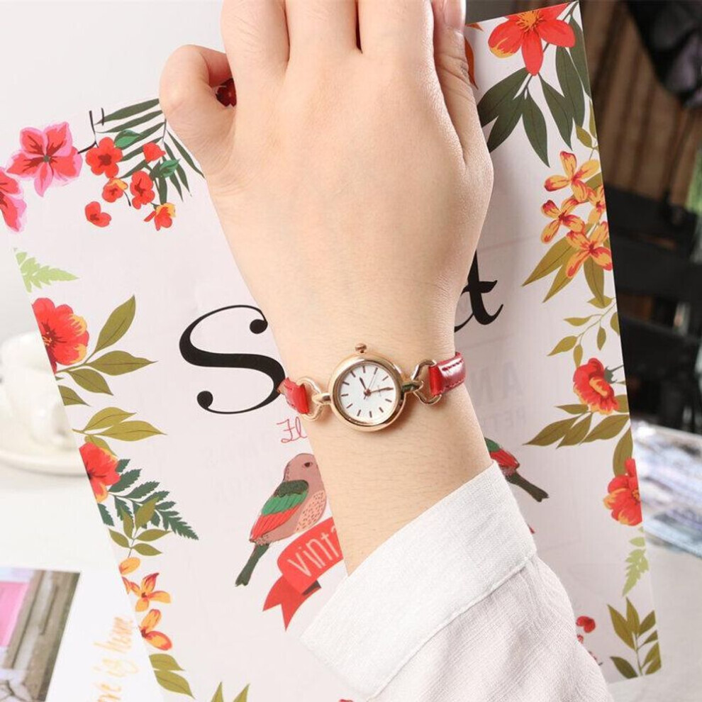 Maxpower (Red) Popular Women Watch Simple Girl Pu Leather Strap Women Fashion Quartz Wrist Watch Mini Thin Dial Watches Quartz Wrist Watches Red