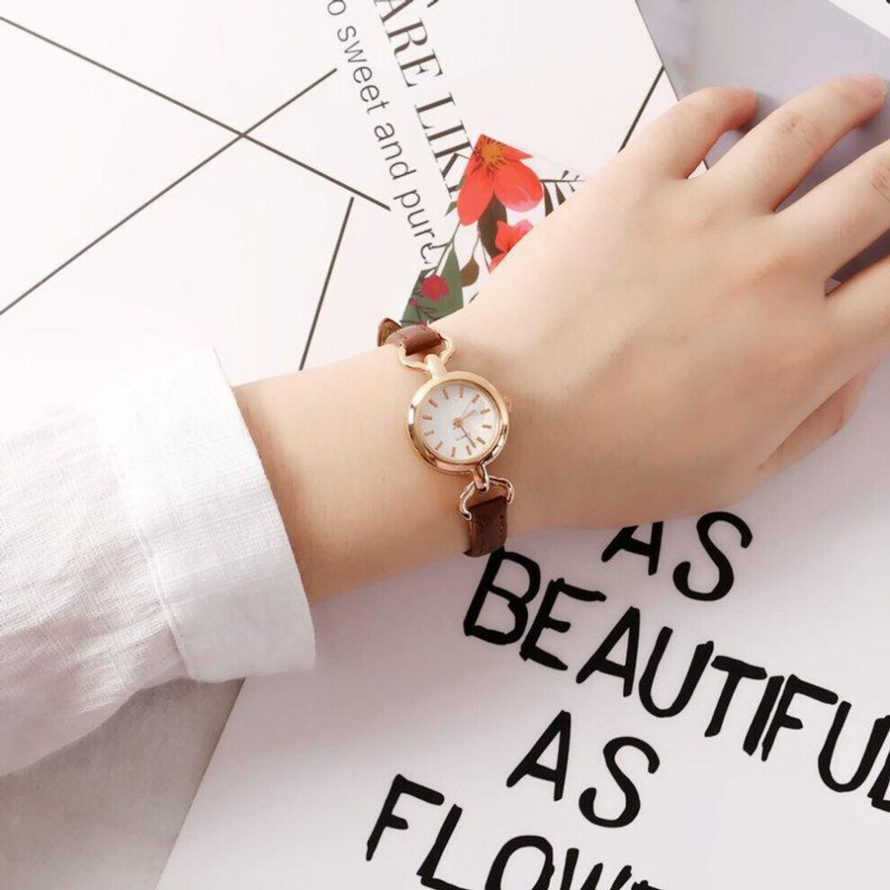 Maxpower (Coffee) Popular Women Watch Simple Girl Pu Leather Strap Women Fashion Quartz Wrist Watch Mini Thin Dial Watches Quartz Wrist Watches Brown