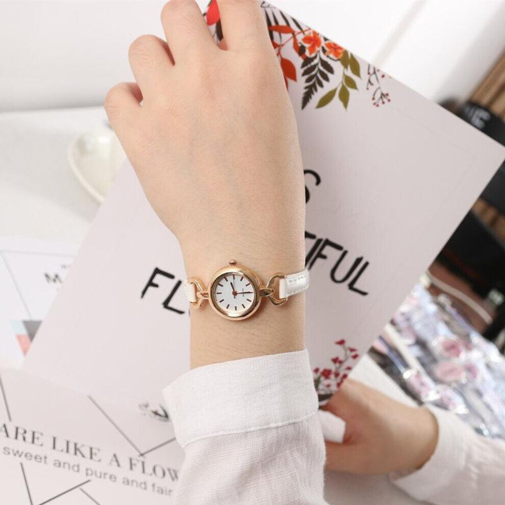 Maxpower (White) Popular Women Watch Simple Girl Pu Leather Strap Women Fashion Quartz Wrist Watch Mini Thin Dial Watches Quartz Wrist Watches White