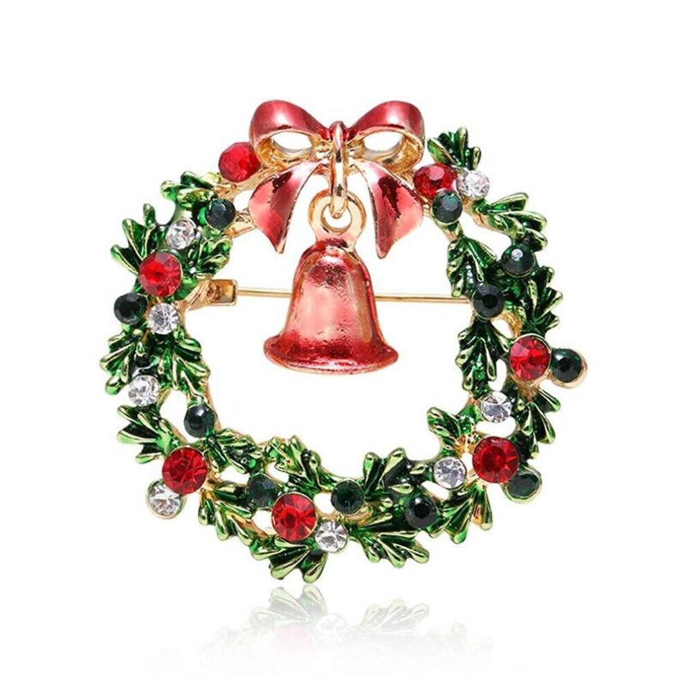 Maxpower (Green) Blucome Christmas Bells Wreath Brooch For Women Sweater Christmas New Year Gifts Men Brooch Green