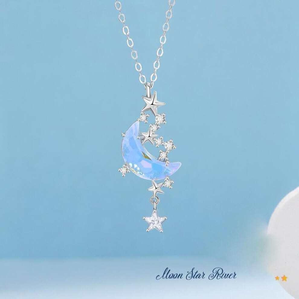 Maxpower (As The Picture) New Star Moon Love Pendant Necklace Moonstone Necklace Female Fashion Valentine's Day Anniversary Gift Not,Specified