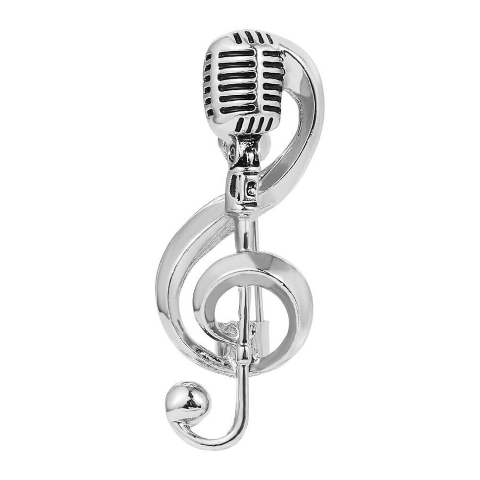 (silver) Pin Jewelry Accessories Badge Pin Brooches Pin Music Note Brooch Microphone Brooches Enamel Pin