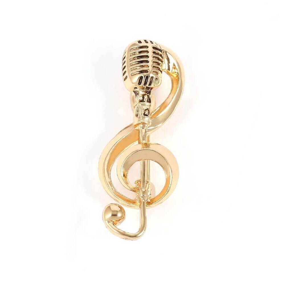 Maxpower (Gold) Pin Jewelry Accessories Badge Pin Brooches Pin Music Note Brooch Microphone Brooches Enamel Pin Gold