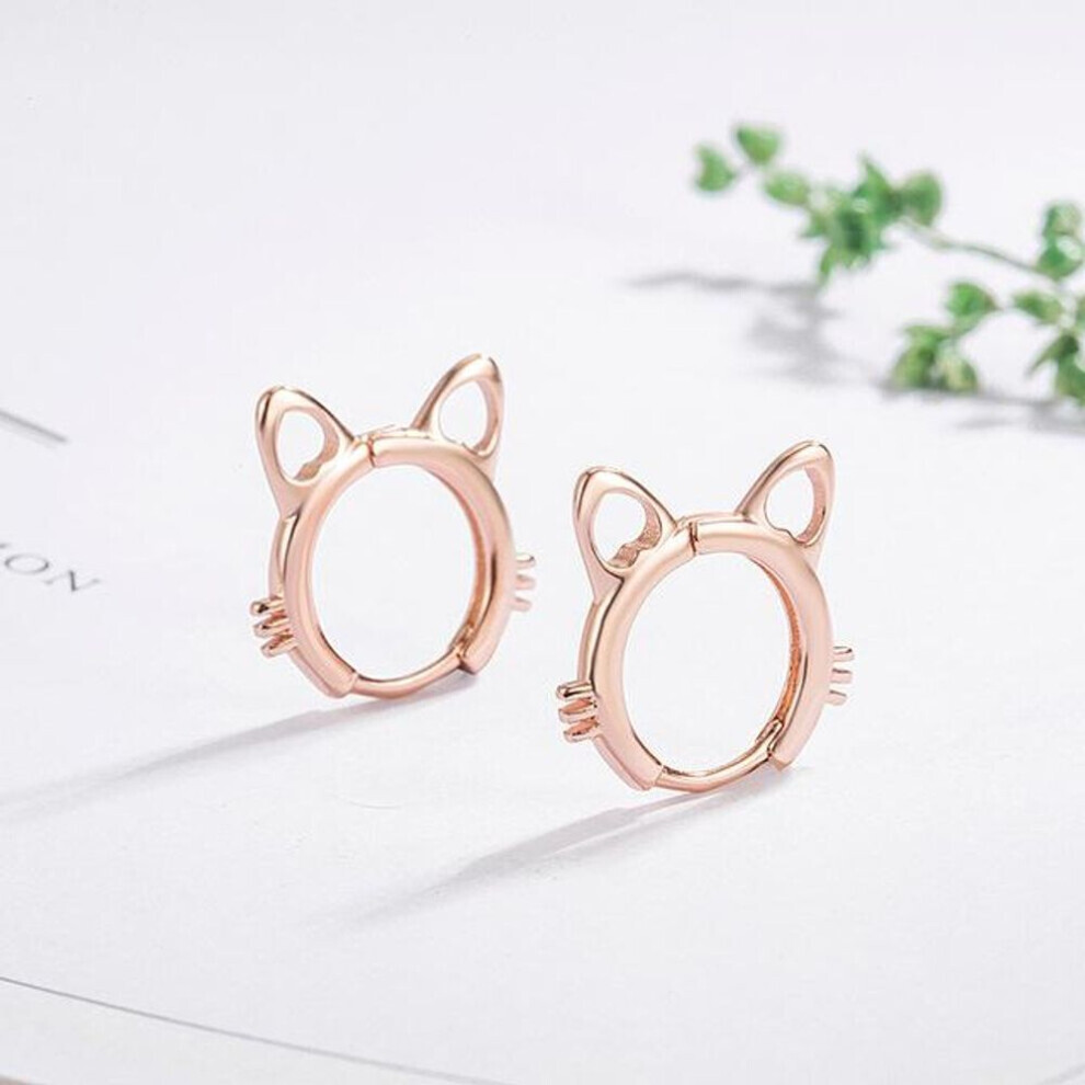 Maxpower (Rose ) Anenjery Korean Simple Hollow Cat Earrings Temperament Animal Earrings Temperament Jewelry Gift Wholesale Gold
