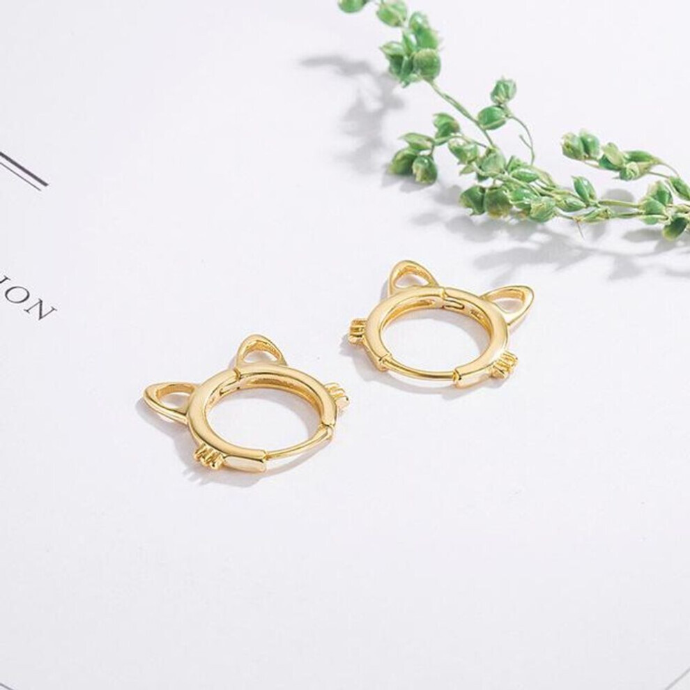 (gold) Anenjery Korean Simple Hollow Cat Earrings Temperament Animal Earrings Temperament Jewelry Gift Wholesale