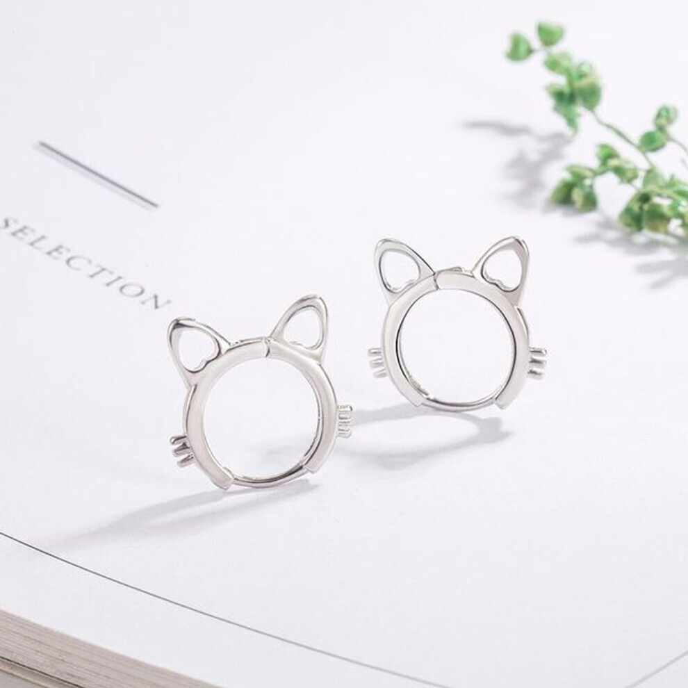 Maxpower (Silver) Anenjery Korean Simple Hollow Cat Earrings Temperament Animal Earrings Temperament Jewelry Gift Wholesale Silver