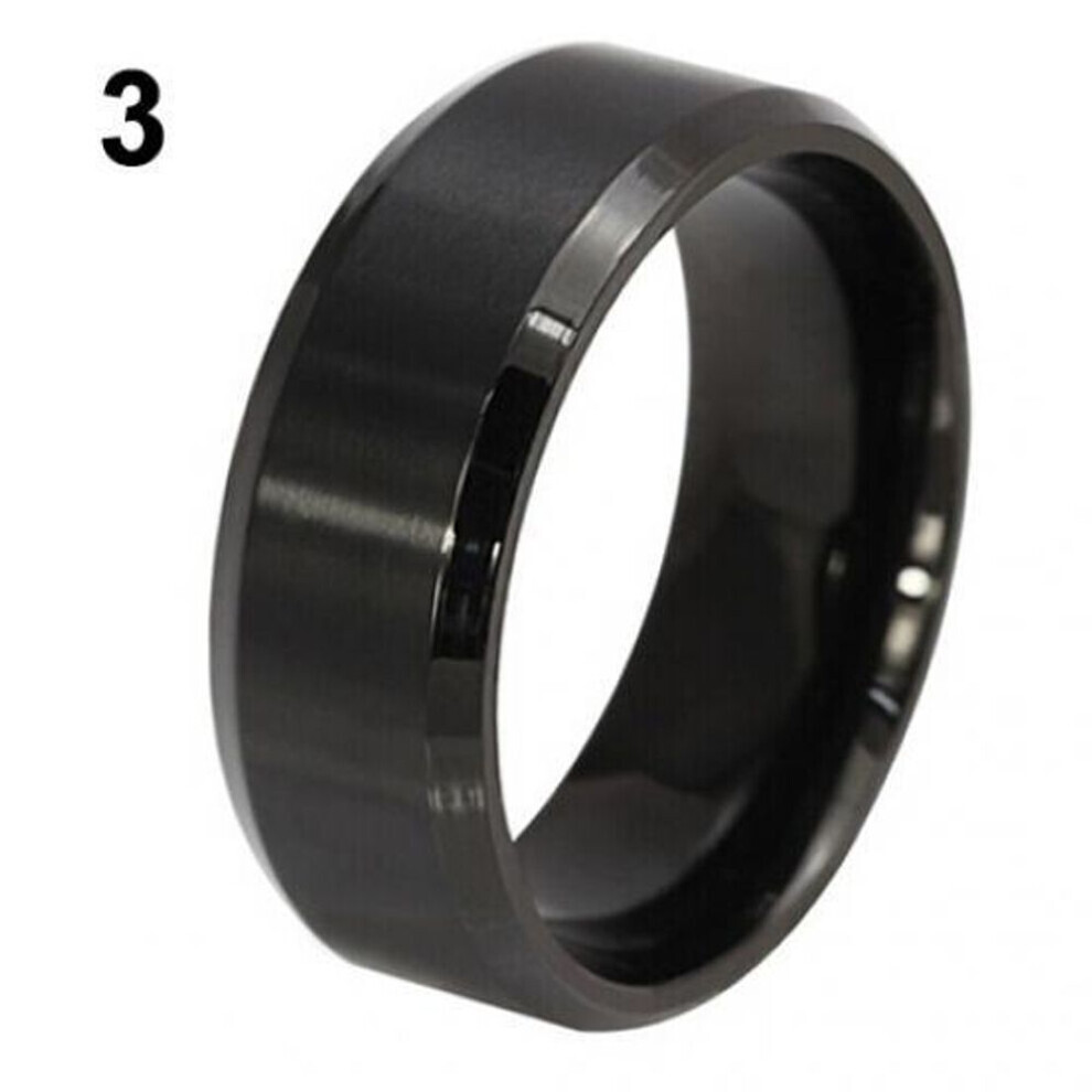 (black, US 13) 8mm Men&apos;s Women&apos;s Fashion Titanium Steel Polished Band Ring Wedding Jewelry