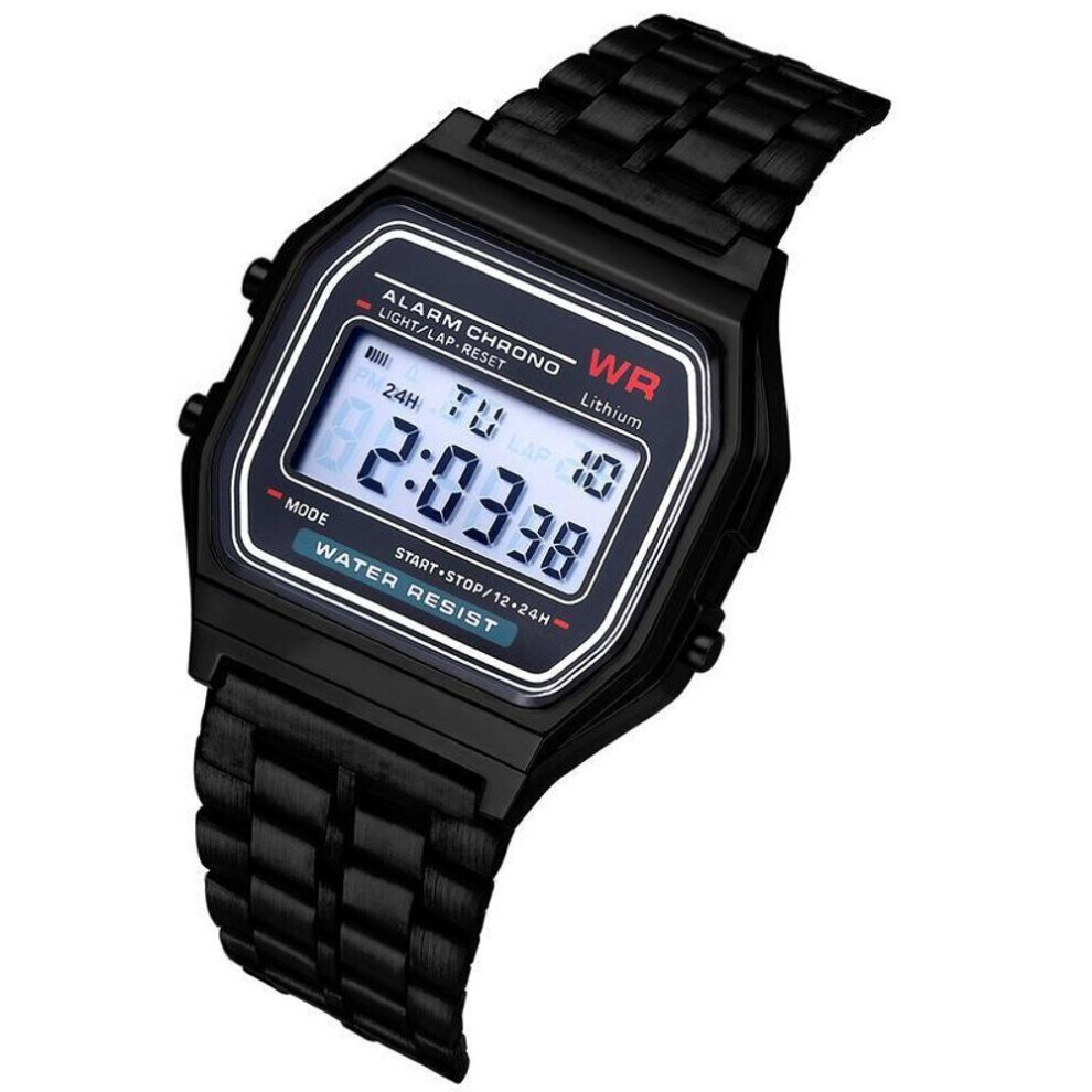 (black) Trendy Unisex Present Men Led Unisex Black Sports Gold Women High Quality Gift Watch Rose Gold Wristwatches Digital Popular Military Silver Vintage