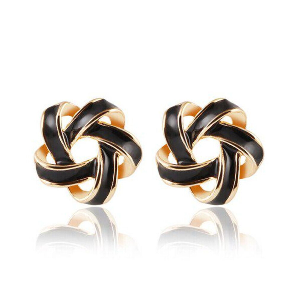 Maxpower (Black) Stud Earrings For Women Brincos Fashion Bijoux Flower Boucle D'oreille Femme Accessory Jewelry Black
