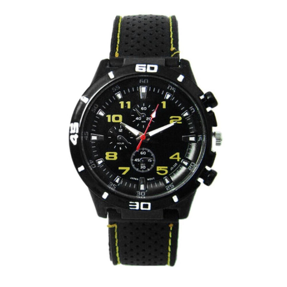 Maxpower (Yellow, One Size) Quartz Watch Men Military Watch Sports Watch Silicone Strap Sports Watch