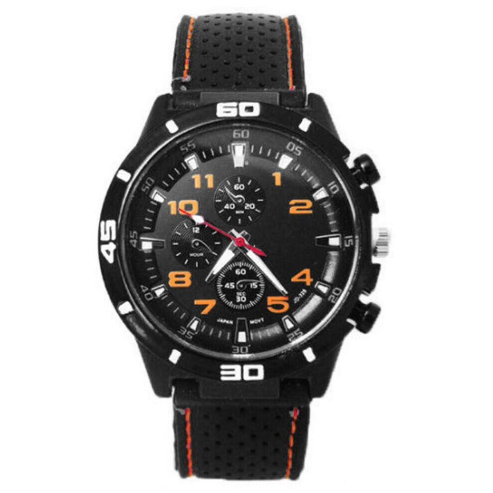 Maxpower (Orange, One Size) Quartz Watch Men Military Watch Sports Watch Silicone Strap Sports Watch