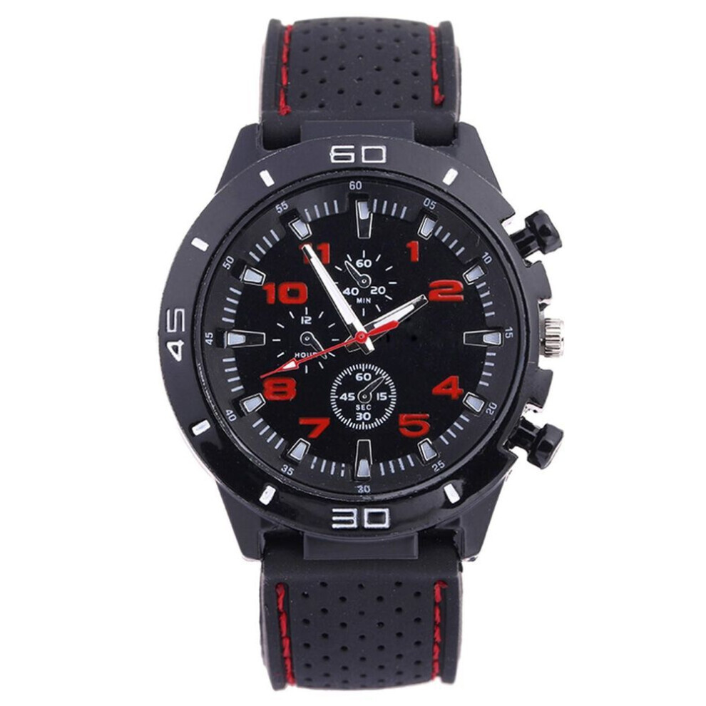 Maxpower (Red, One Size) Quartz Watch Men Military Watch Sports Watch Silicone Strap Sports Watch