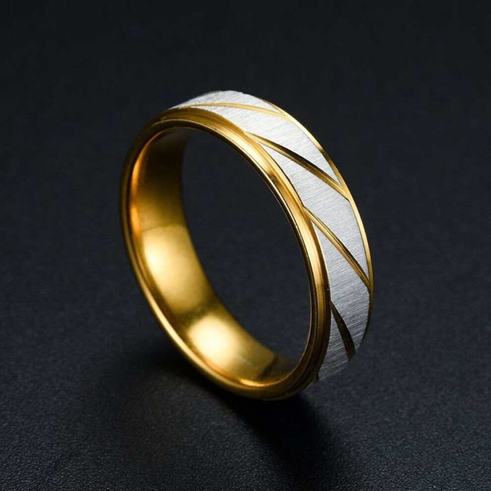 Photos - Ring MAXPOWER 1pcs New Gold Color Stainless Steel Couple Fashion Batch Striped Jewelry (men-13)
