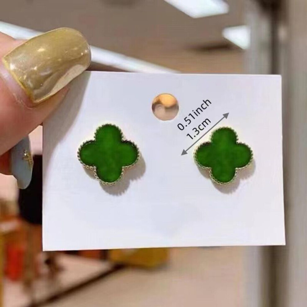 Maxpower (Green) Senior Sense Of Four-Leaf Clover Light Luxury Temperament Women's Earrings Daily Versatile Simple Earrings Green