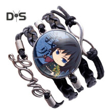(black) Unisex Bracelet Demon Slayer Multilayer Jewelry Cartoon Braided Bracelet
