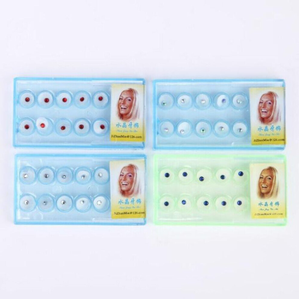 (red) 10pcs/box Acrylic Diamond Teeth Jewelry Tooth Decoration Denture Teeth Crystal Ornament