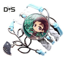 (white,blue) Unisex Bracelet Demon Slayer Multilayer Jewelry Cartoon Braided Bracelet