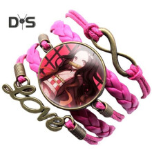 (rose red) Unisex Bracelet Demon Slayer Multilayer Jewelry Cartoon Braided Bracelet