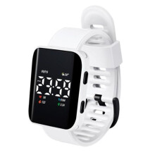 (white) Casual Digital Sport Watches Led Digital Display Large Square Dial Ergonomic Design Silicone Wristband Watch