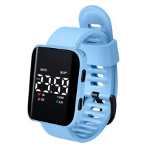 (light blue) Casual Digital Sport Watches Led Digital Display Large Square Dial Ergonomic Design Silicone Wristband Watch