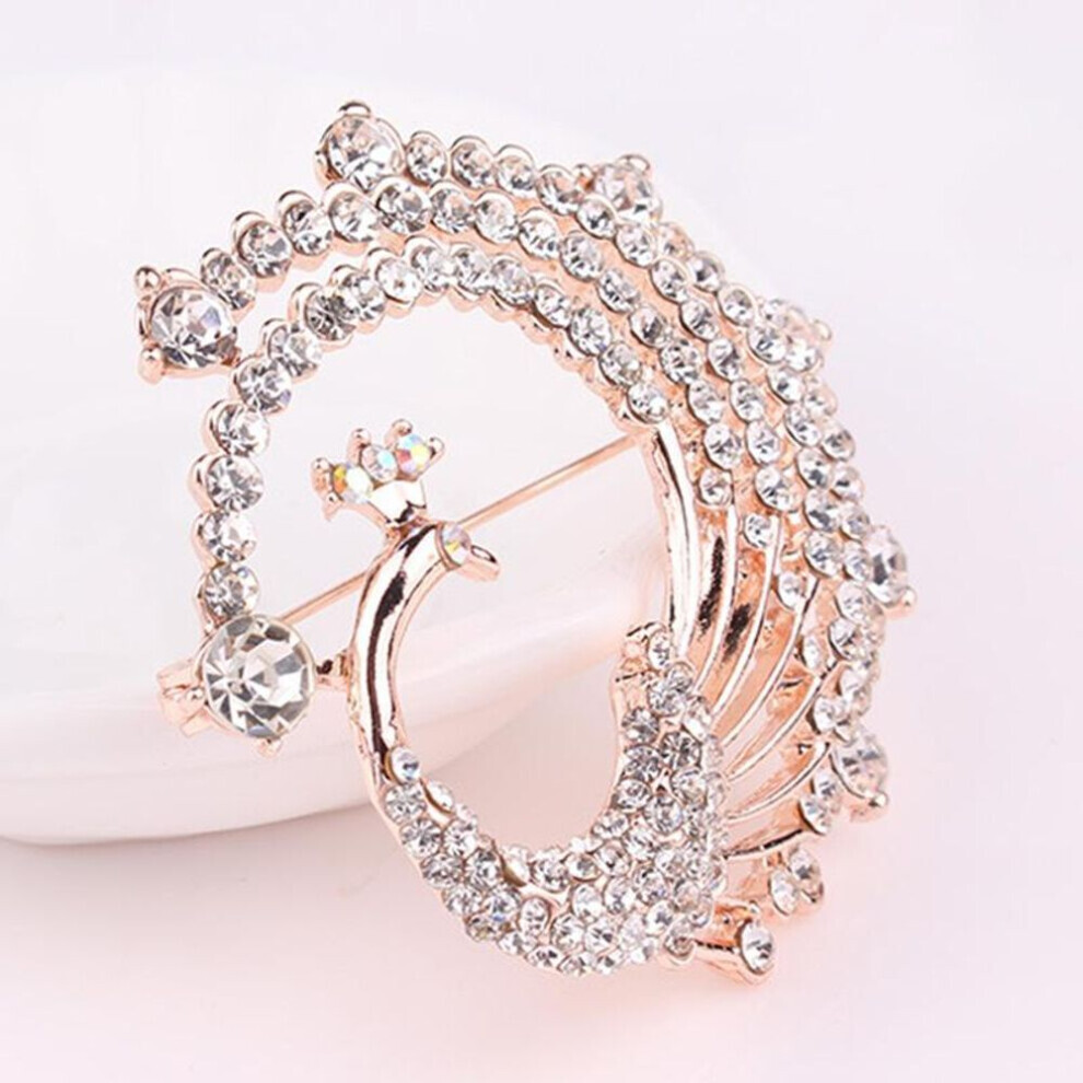 Maxpower (Silver) 1Pc Peacock Animal Corsage Banquet Decoration Women Scarf Brooch Pin Jewelry Silver