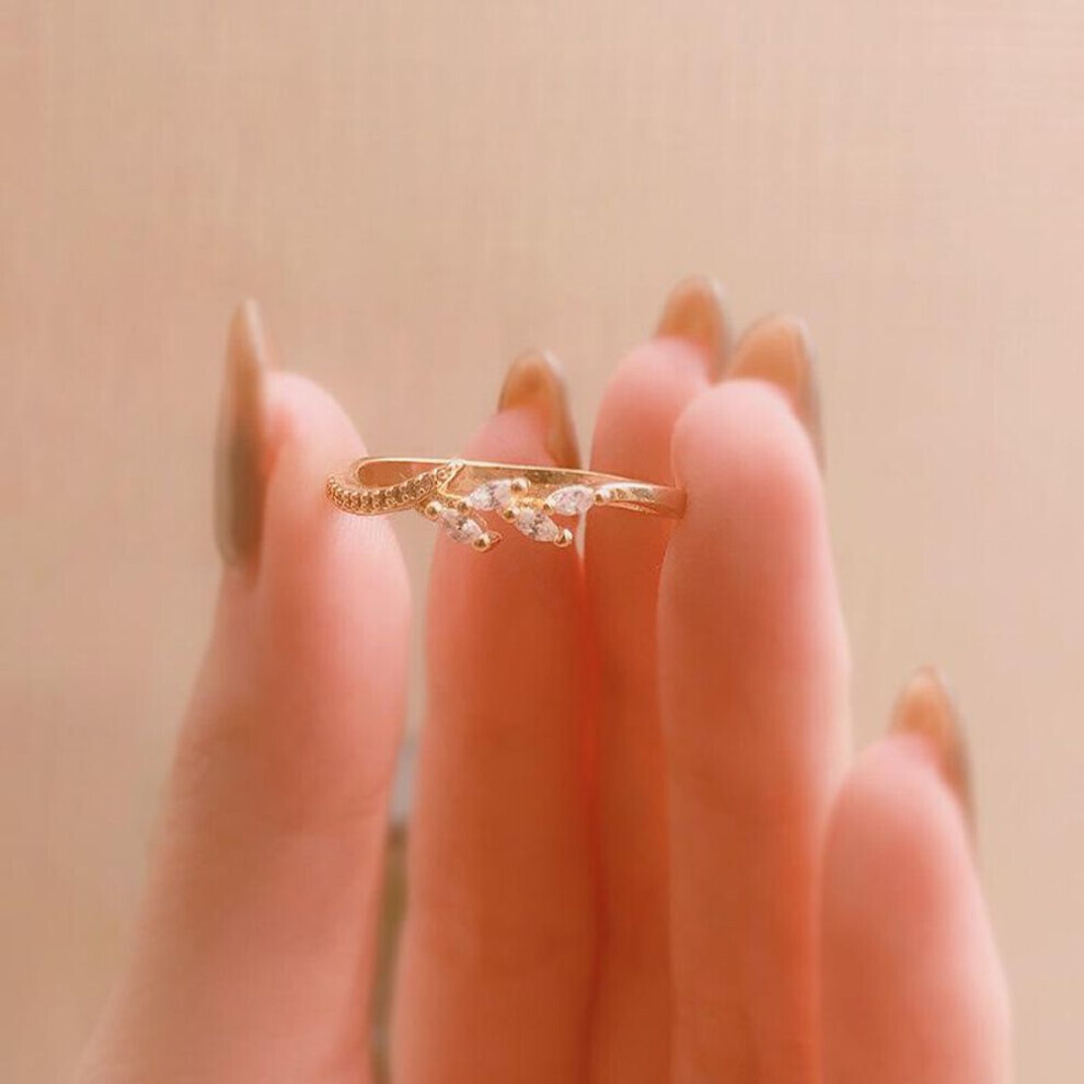 (gold, 10) Exquisite Ring Eternity Wedding Band Filigree Leaf Jewelry Proposal Anniversary Gift