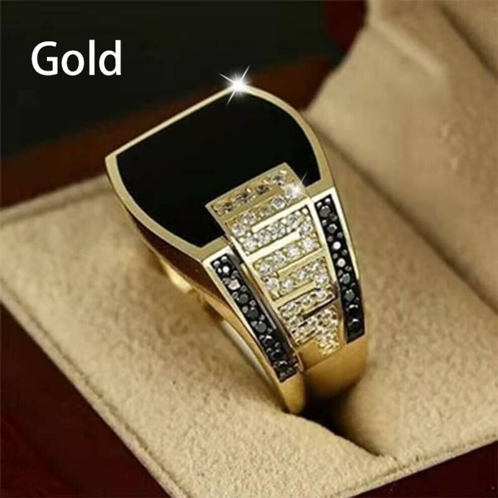 (gold, 10) Rock Punk Ring For Men Women Black Gold Silver Color Hip Hop Rings Party Jewelry