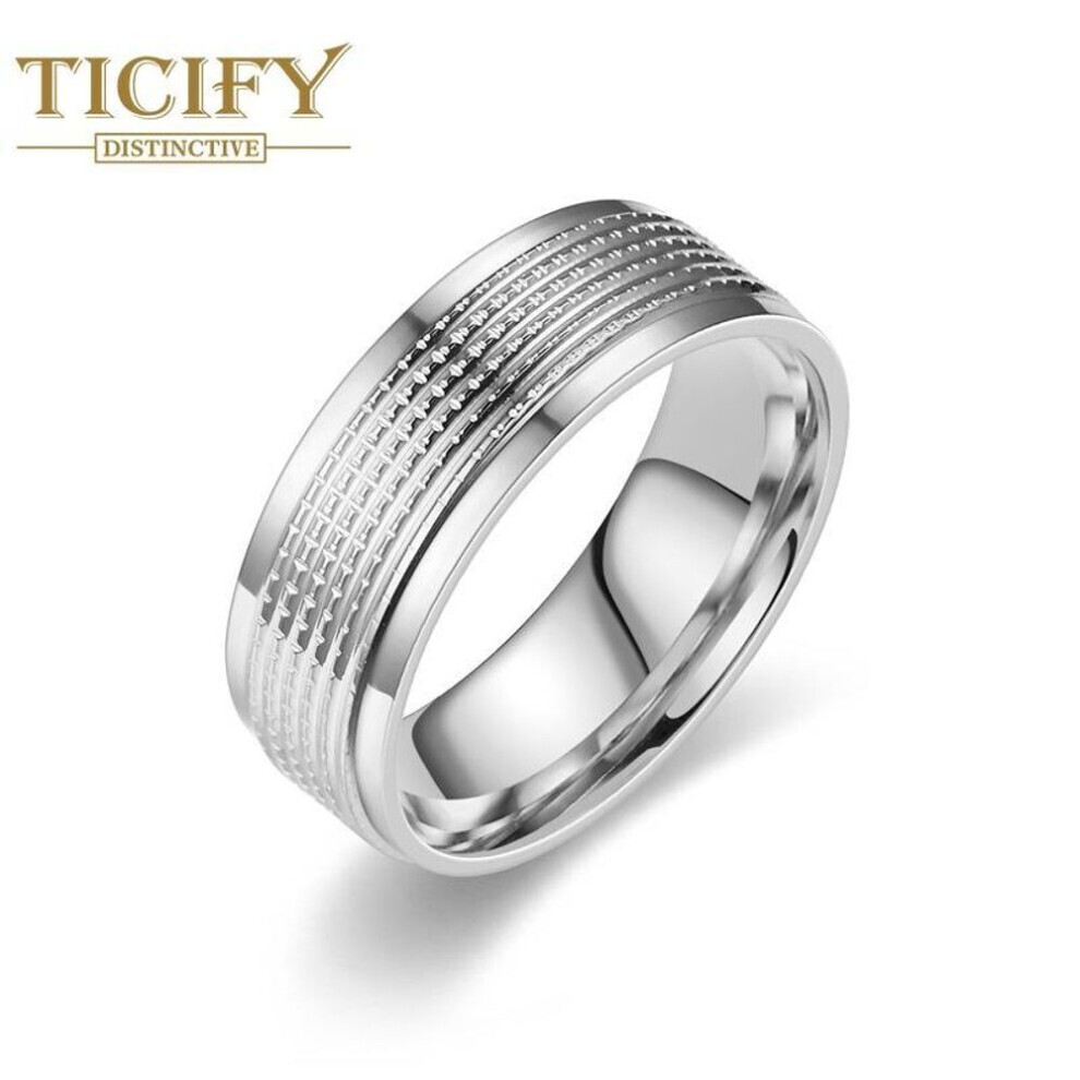 (silver, 10) New Product Titanium Steel Men&apos;s Ring Fashion Temperament Business Style Couple Ring Gandal Jewelry
