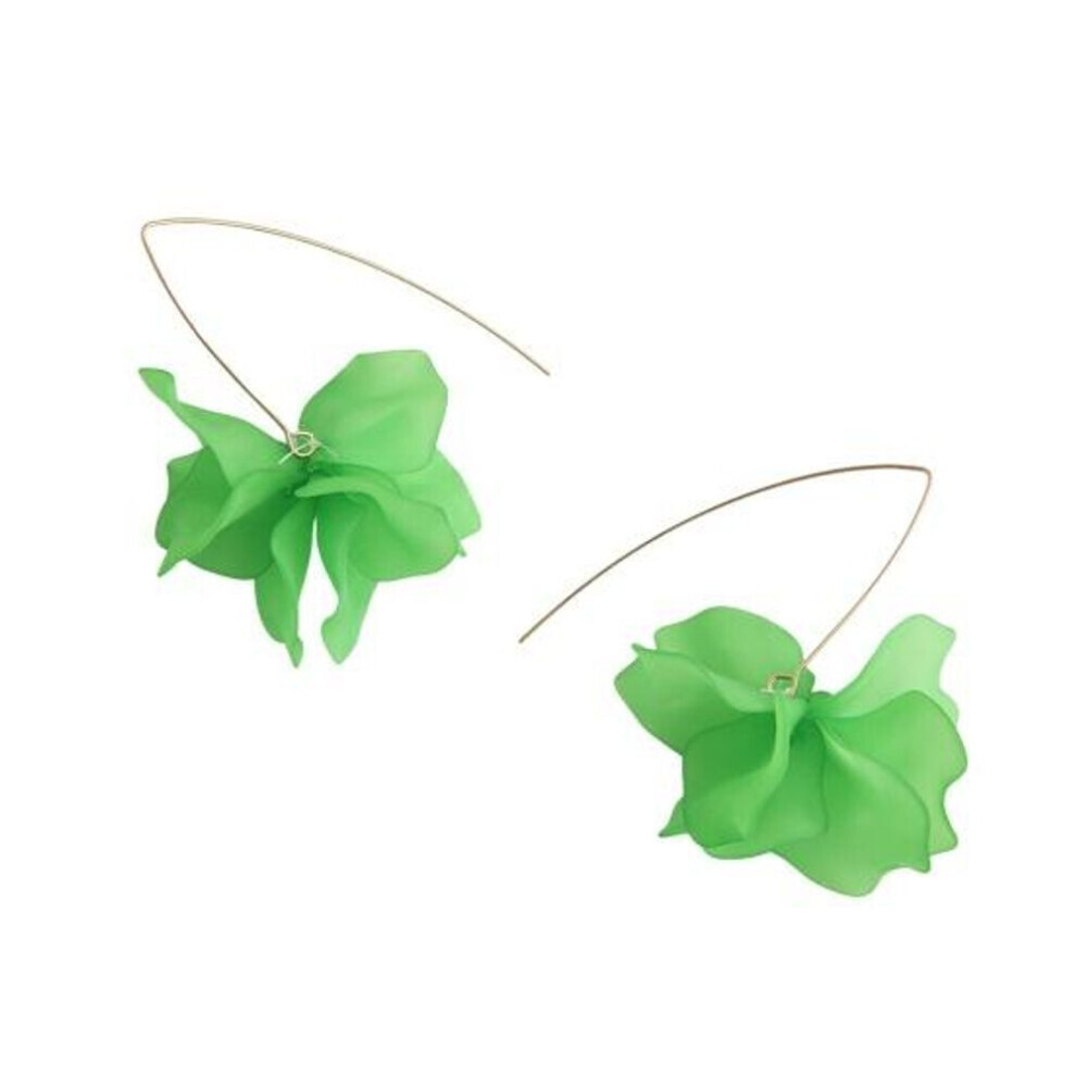 Maxpower (Light Green) 1 Pair Petal Earrings Long Style Dangle Earrings Women Piercing Hook Earrings Jewelry Gift