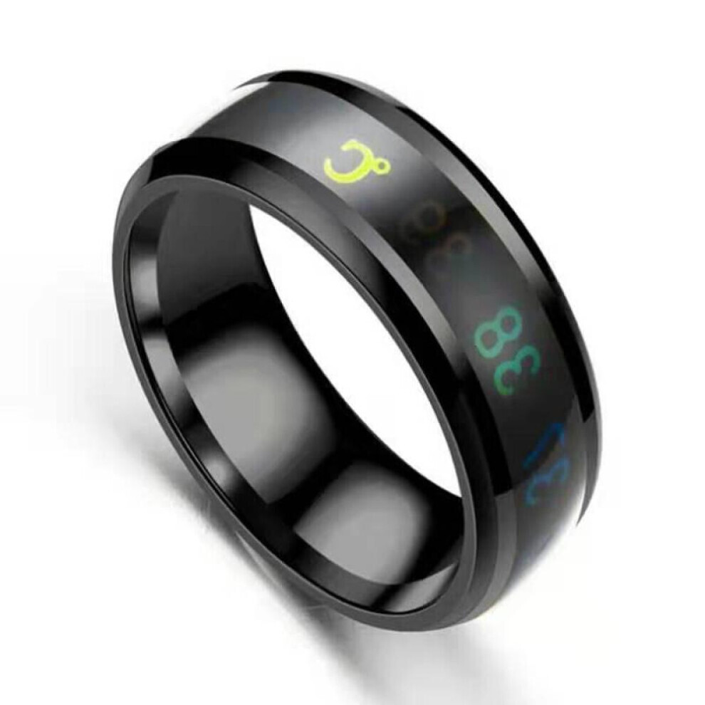 (Black, 10) 5 Colors Temperature Ring Titanium Steel Mood Emotion Feeling Intelligent Temperature Sensitive Rings for Women Men Waterproof Jewelry