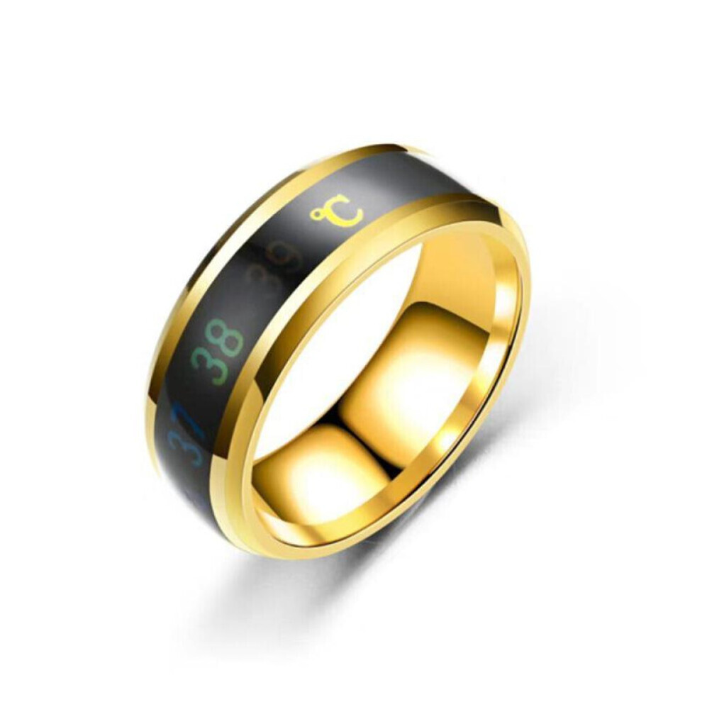 (Gold, 8) 5 Colors Temperature Ring Titanium Steel Mood Emotion Feeling Intelligent Temperature Sensitive Rings for Women Men Waterproof Jewelry