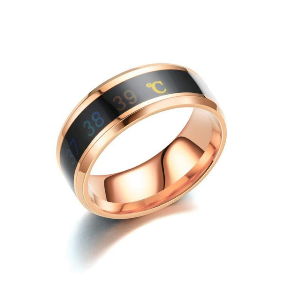 (Rose Gold, 9) 5 Colors Temperature Ring Titanium Steel Mood Emotion Feeling Intelligent Temperature Sensitive Rings for Women Men Waterproof Jewelry