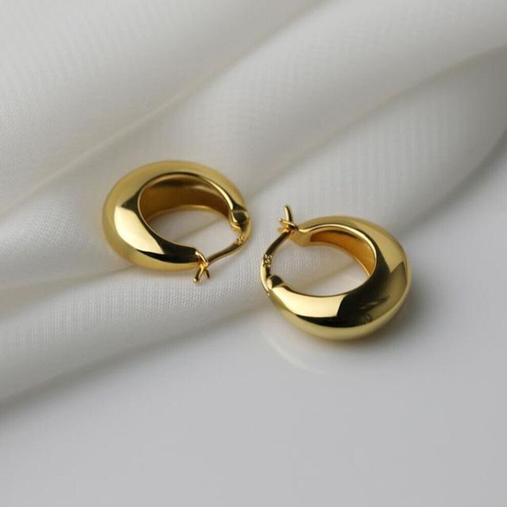 Maxpower (Golden) Anenjery Women's Fashion Jewelry Metal Drop Circle Hoop Earrings For Women Glossy Personality French Ear Buckle S-E93