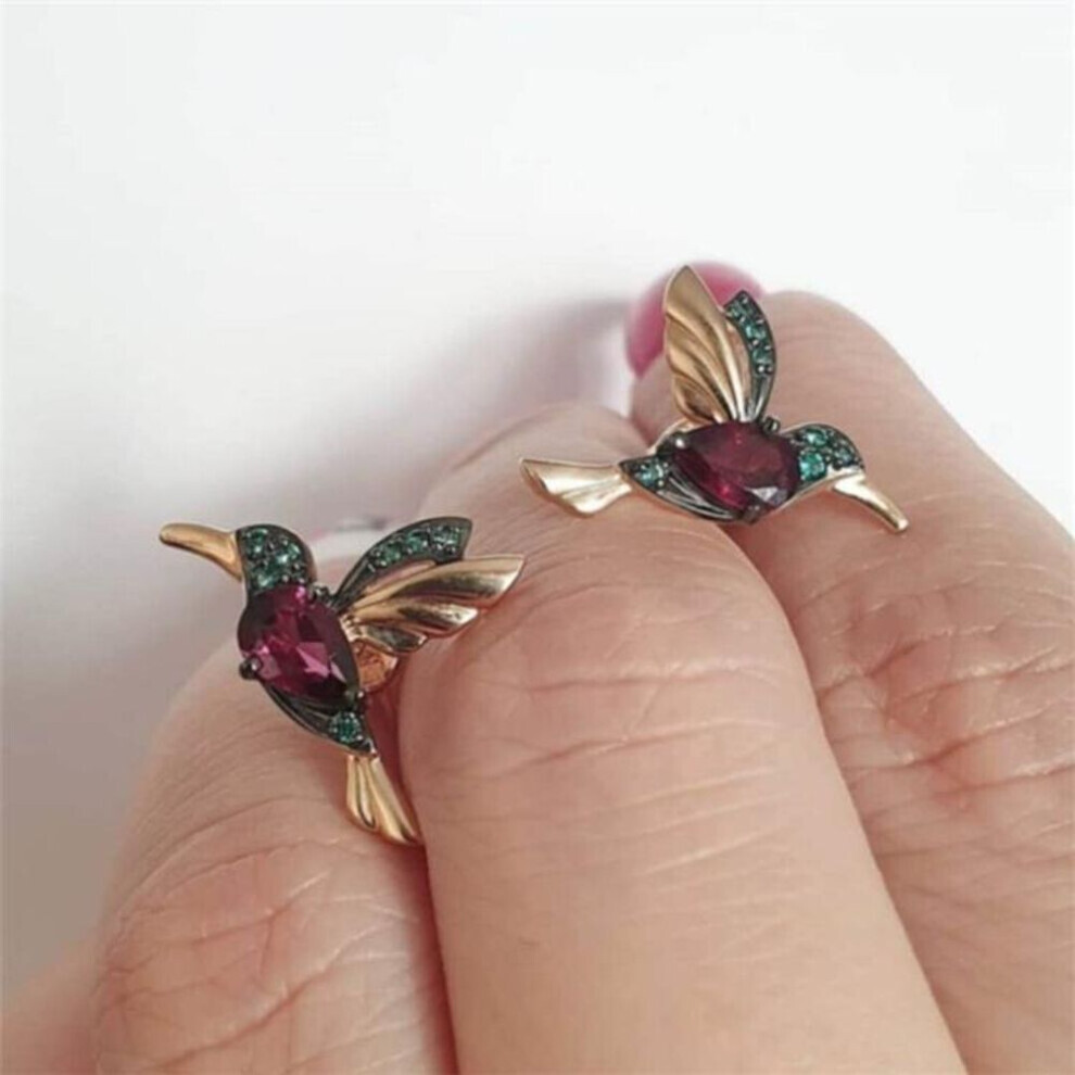 (red) Luxurious Unique Long Drop Earrings Bird Pendant Tassel Crystal Pendant Earrings Ladies Jewelry