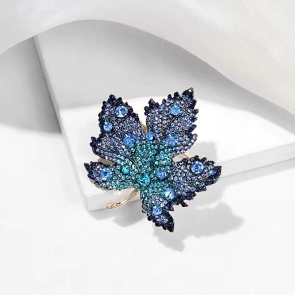 Maxpower (Blue) Maple Leaf Brooches For Women Men Elegant Corsage Festival Party Badge Pin Clothing Jewelry Accessories Blue