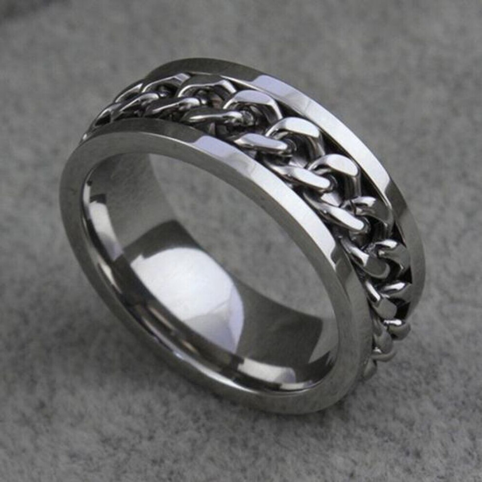 Maxpower (11) Punk Men's Women's Chain Inlaid Finger Ring Jewelry Charm