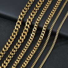(gold, 5mm 50cm) Classic Men Necklace Width 3 To 7 Mm Stainless Steel Long Necklace For Men Women Chain Jewelry