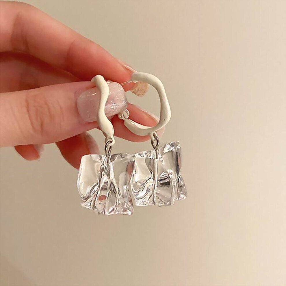 (white) Fashion Irregular Transparent Acrylic Earrings For Women Temperament Stud Earrings Baroque Style Drop Dangle Earrings Party Jewelry Gifts