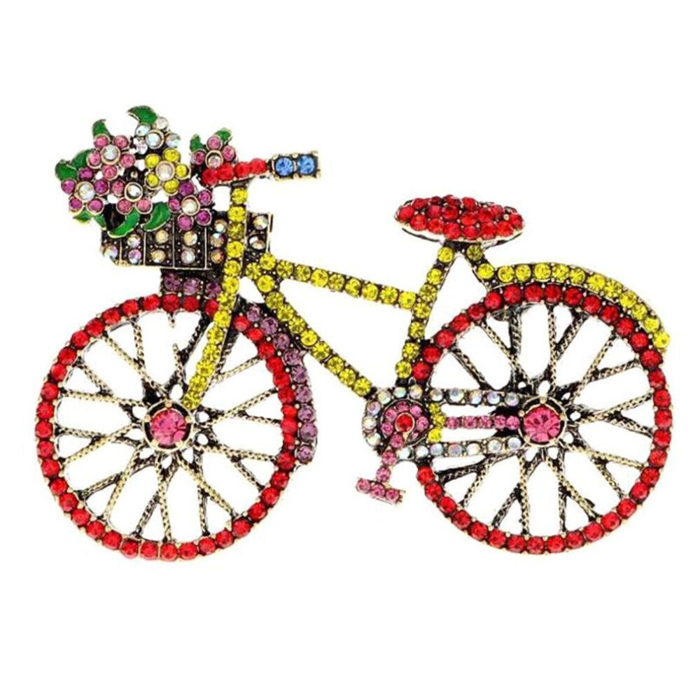 (red) Personalized Creative  Colorful  Bicycle Brooch Vintage Luxury Badge For Women Men Clothing Accessories Gifts