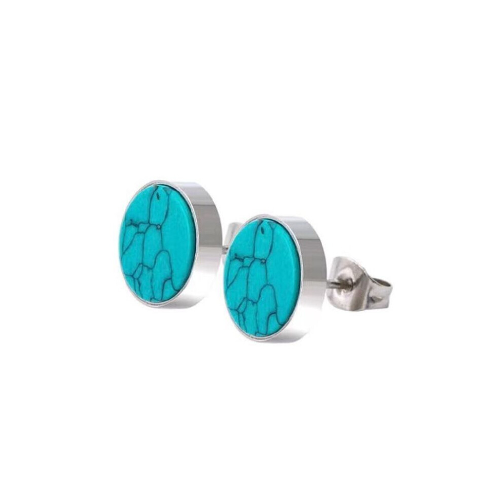 (as the picture) Women Silver Color Turquoise Ear Stud Ear Wedding Engagement Vintage Earrings Jewelry