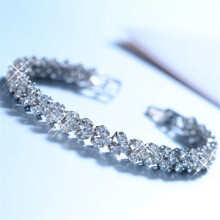 (silver) Fashion Roman Style Woman Crystal Bracelet Wristband Gifts Jewelry Accessories Wristlet